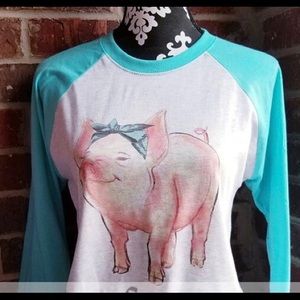 Pig raglan graphic tee